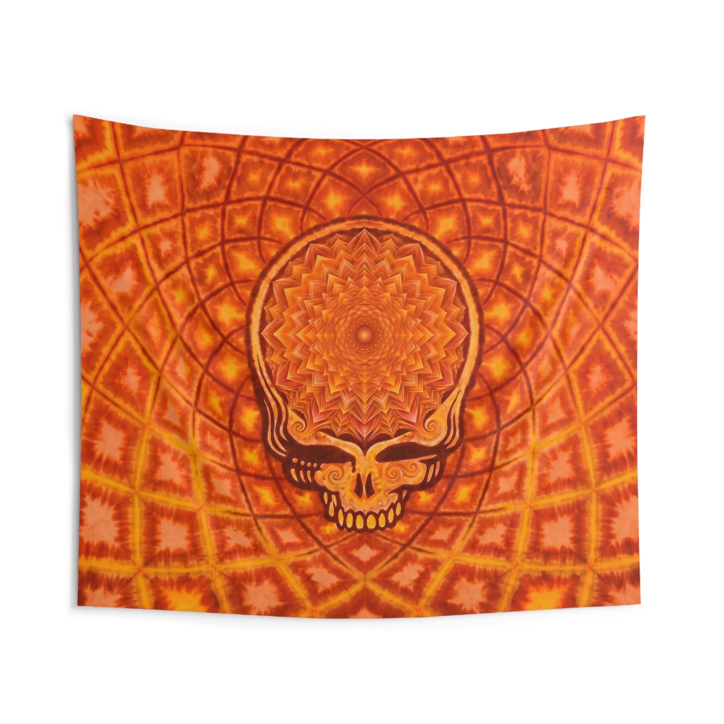 Orange Psychedelic Skull Wall Tapestry
