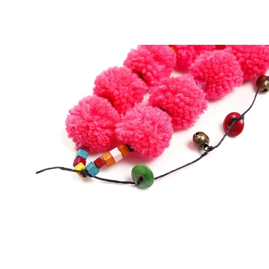 Pink Pom Pom Tie Zipper Pull | Handmade Bag Charm with Ethical Origin – Thailand