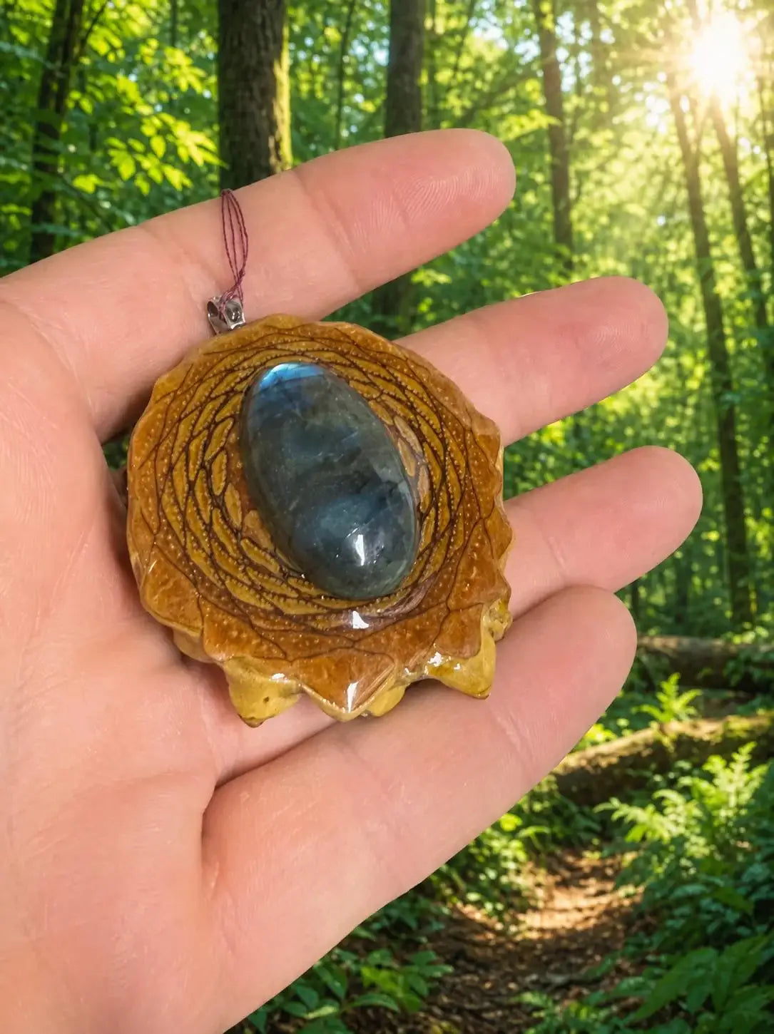 Labradorite Pinecone Pendant | Handmade PNW Jewelry | #35
