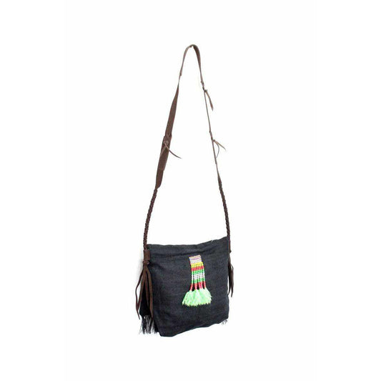 Hemp Diamond Cross-body Embroidered Fabric Purse - Thailand