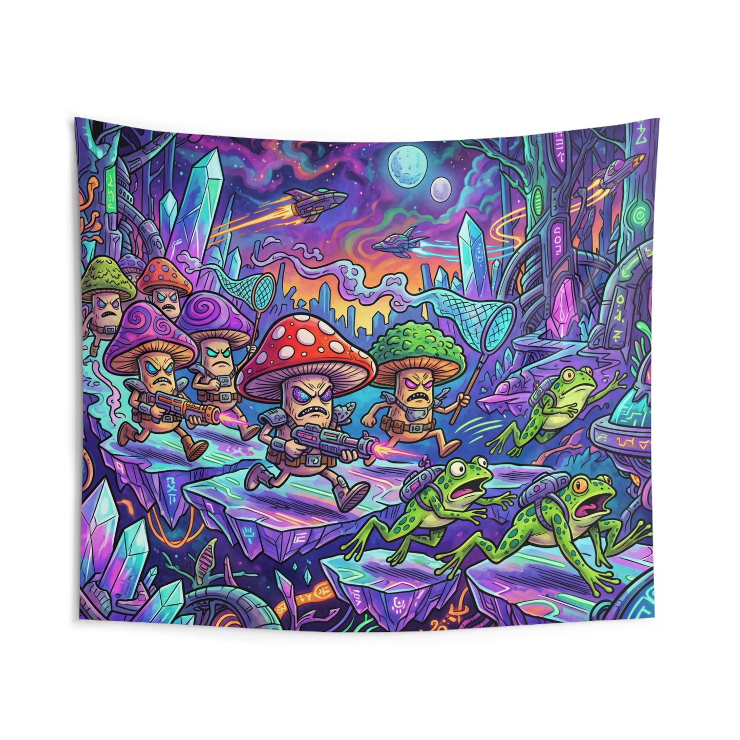 Futuristic Mushroom People Tapestry