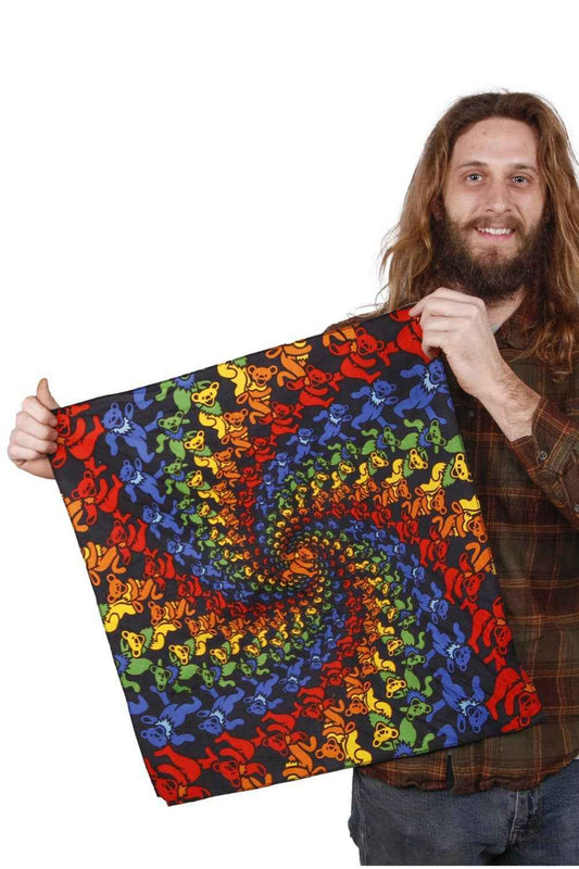 3D Grateful Dead Bandana Rainbow Bear Spiral