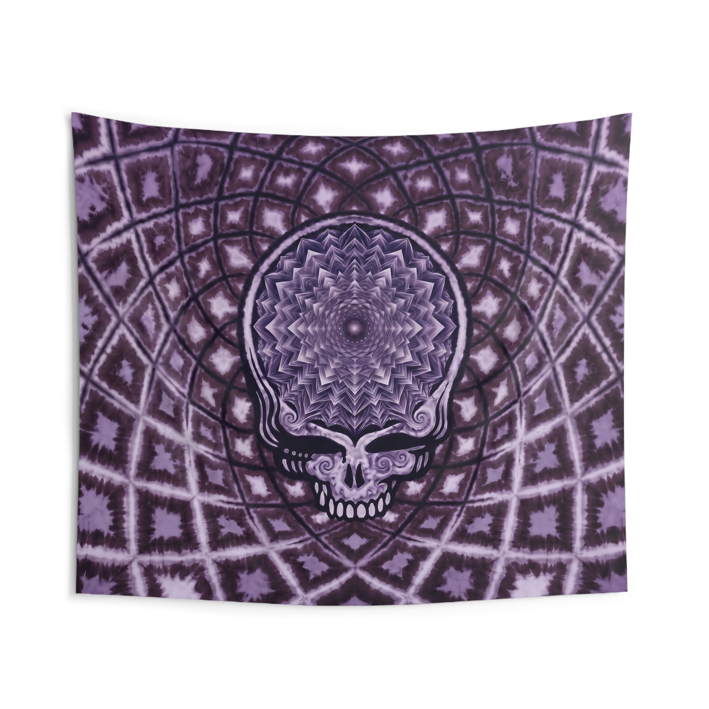 Purple Psychedelic Skull Mandala Tapestry