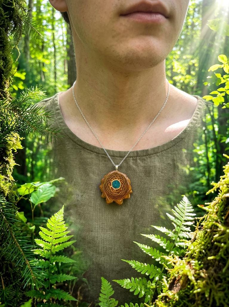 Crushed Opal Pinecone Pendant