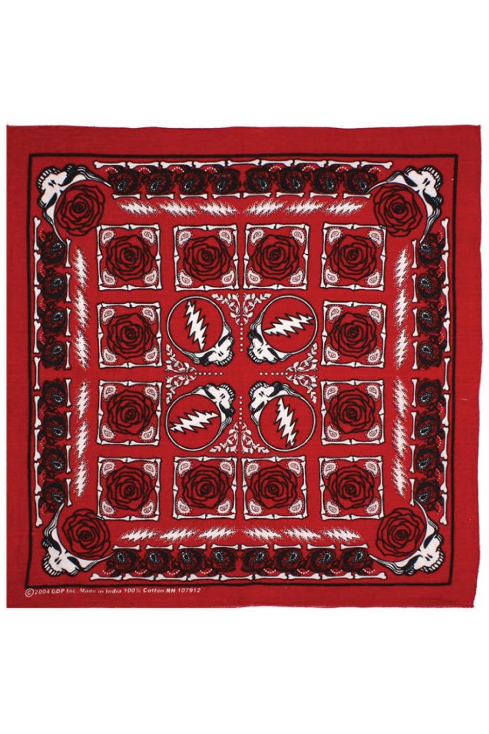 Grateful Dead Syf & Roses Bandana Red 22x22