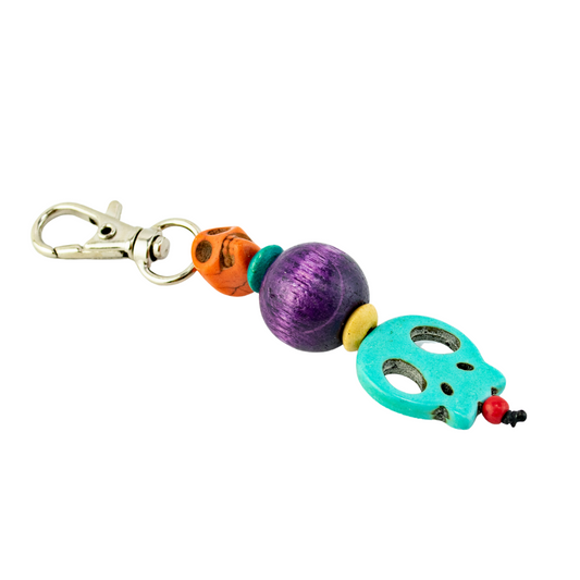 Sugar Skull Multicolor Beaded Zipper Pull | Keychain | Bag Charm - Thailand