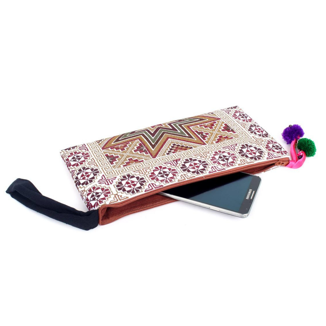Tahj Embroidered Artisan Wristlet Clutch - Thailand