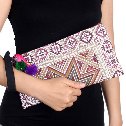 Tahj Embroidered Artisan Wristlet Clutch - Thailand