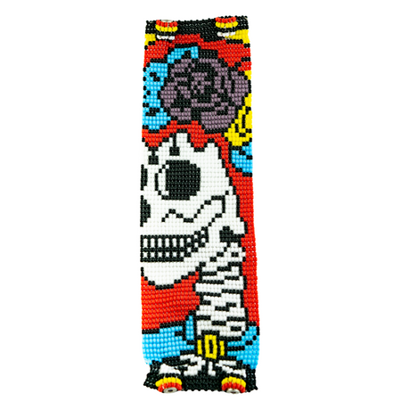 Sugar Skull | Catrina Seed Bead Magnetic Closure Bracelet - Guatemala