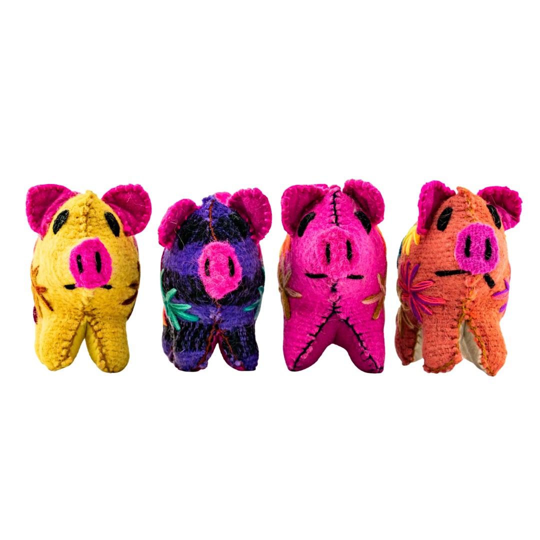 Rosie the Pig: Repurposed Wool Boho Decor - Mexico