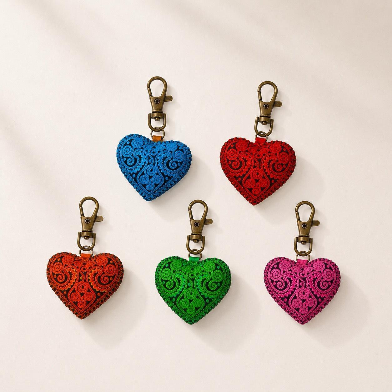Heart Hmong Embroidered Zipper Pull | Keychain - Thailand