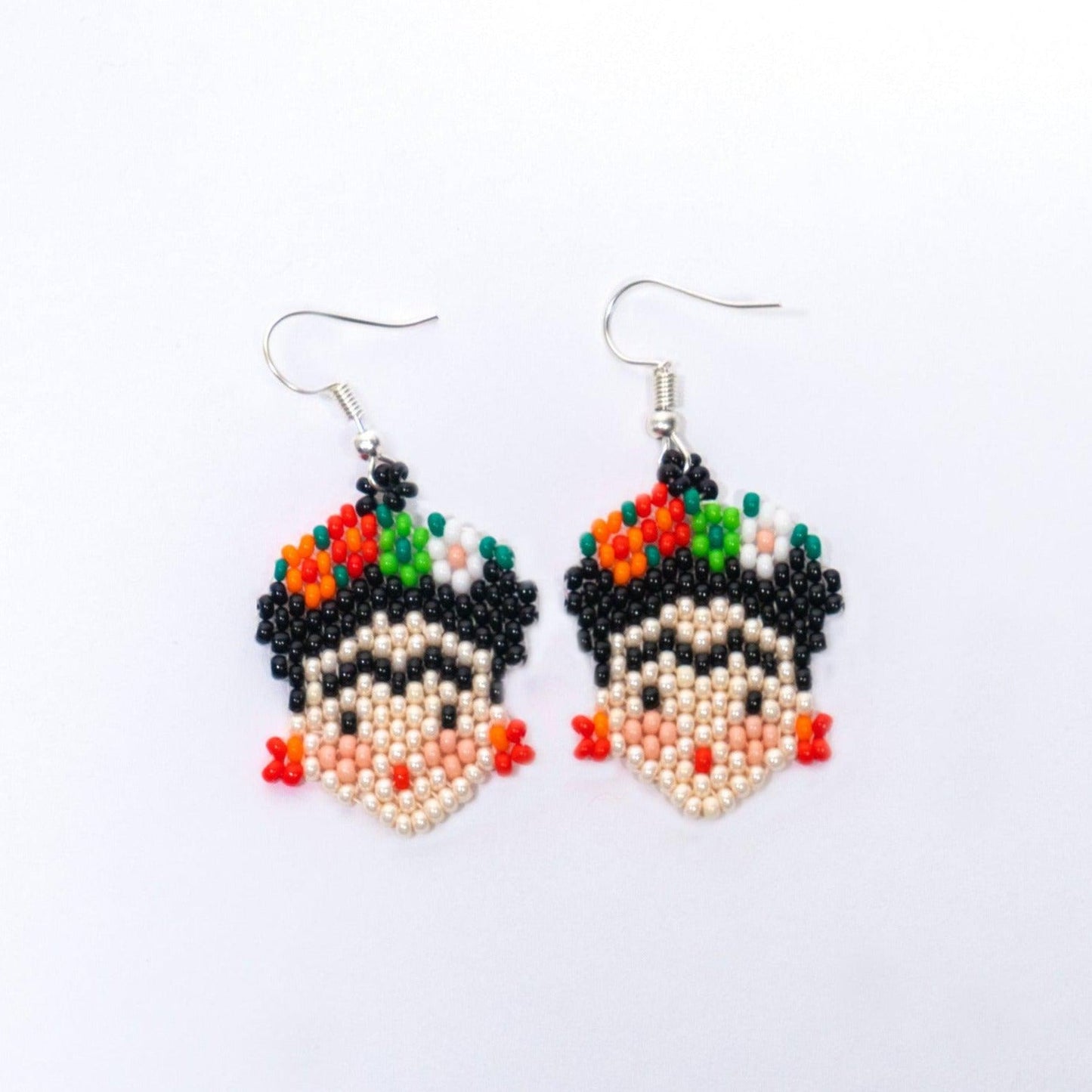 Frida Kahlo Seed Bead Artistic Earrings - Guatemala