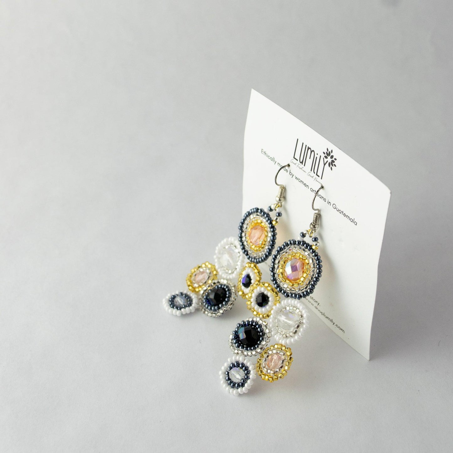 Bola Czech Glass Seed Bead Earrings — Handmade Boho Jewelry Guatemala