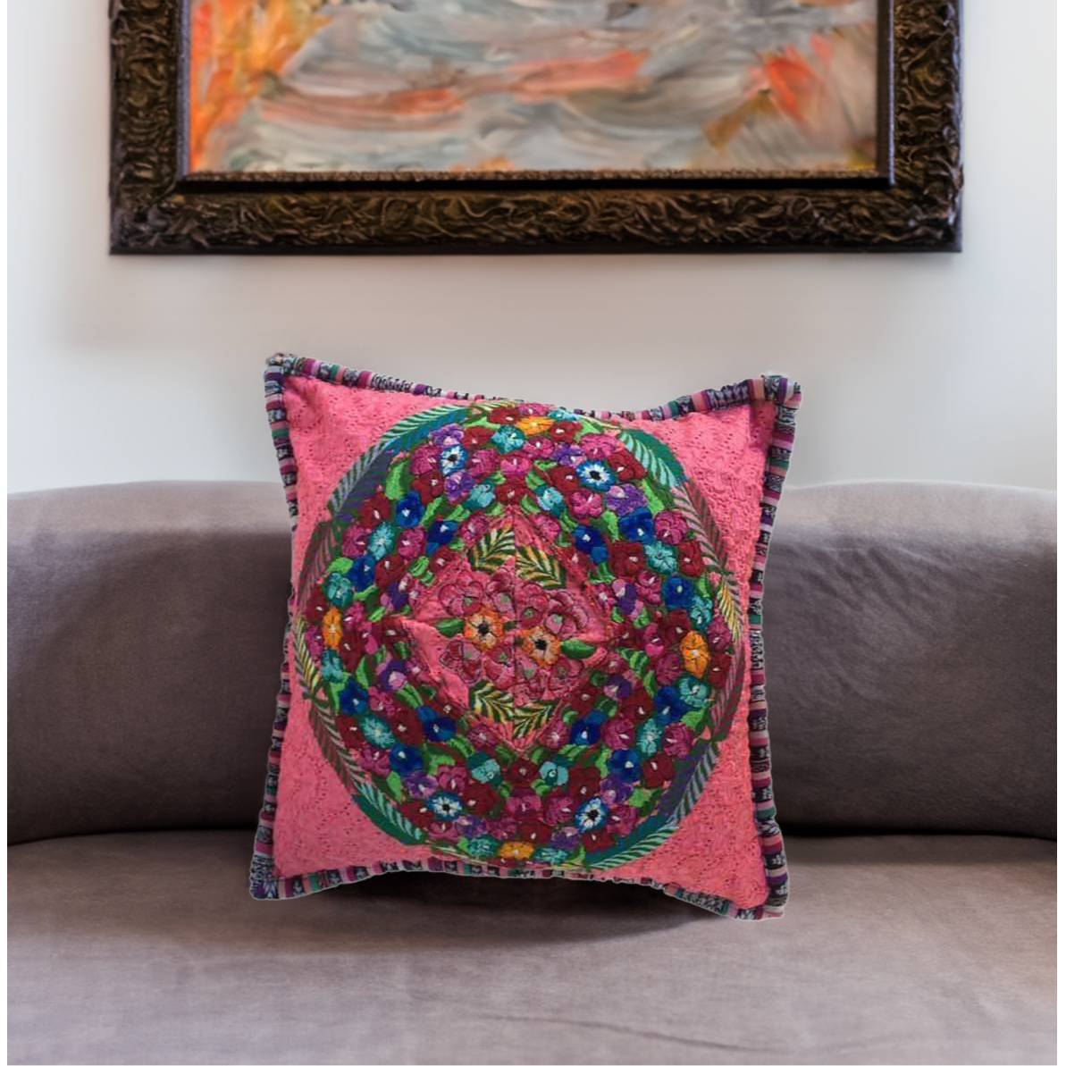Up-cycled Maya Floral Huipil Textile Pillow Cover - Guatemala