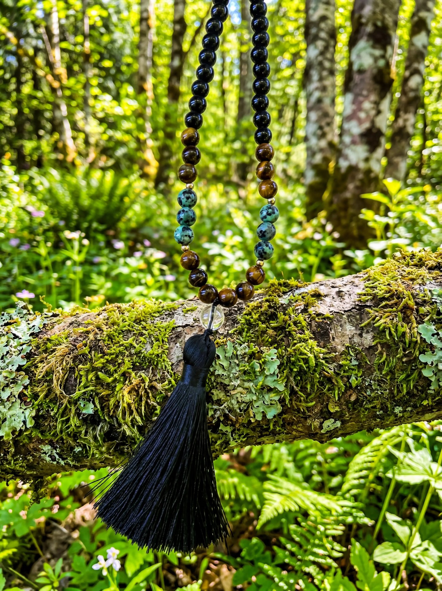 Obsidian Tiger Eye Mala Necklace