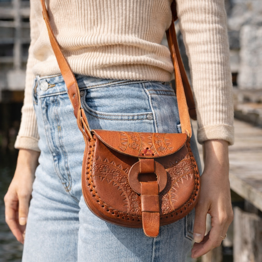 Alicia Leather Crossbody Stamped Purse - Mexico