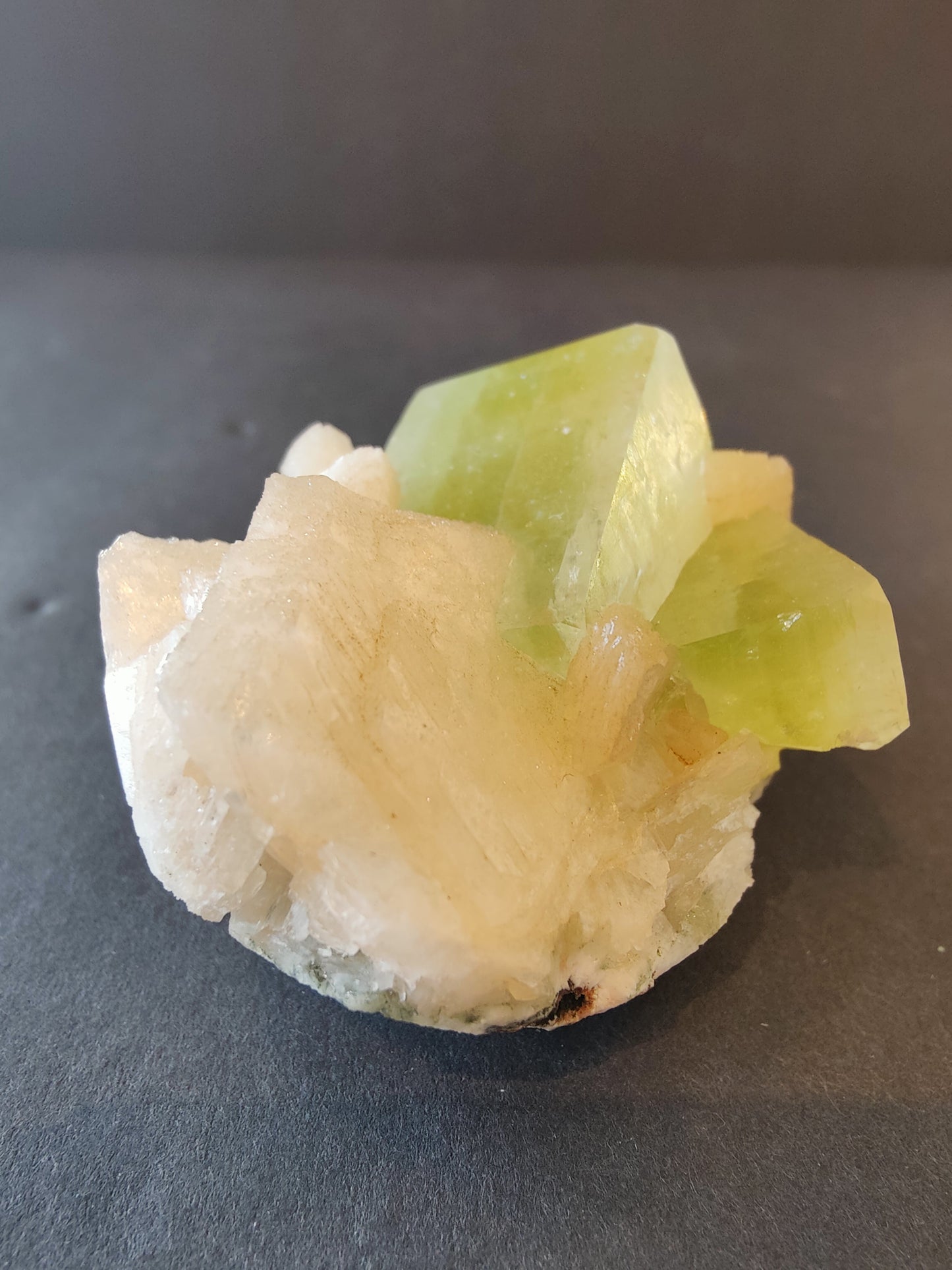 Green Apophyllite Cubes with Peach Stilbite Specimen 157g
