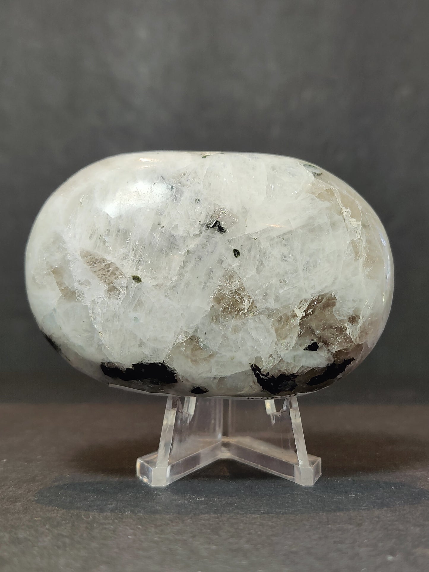 Moonstone Polished Heart & Palmstone Sculpture
