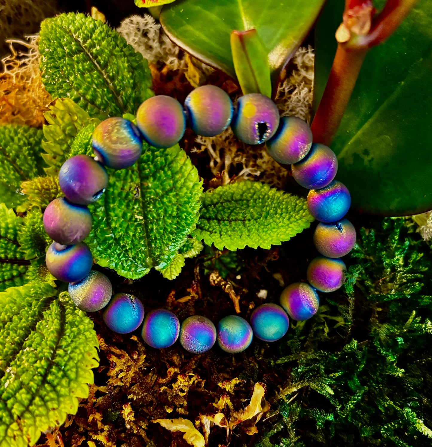 Peacock Rainbow Druzy Agate Bracelet