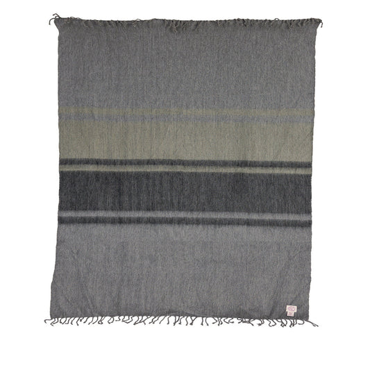 Handwoven Alpaca Throw Blanket From Ecuador - Storm Grays & Olive - Kallpa Collection