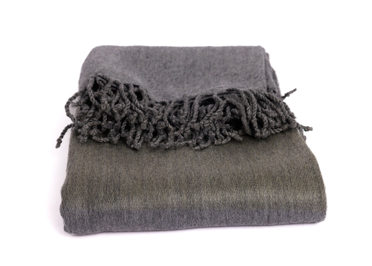 Handwoven Alpaca Throw Blanket From Ecuador - Storm Grays & Olive - Kallpa Collection