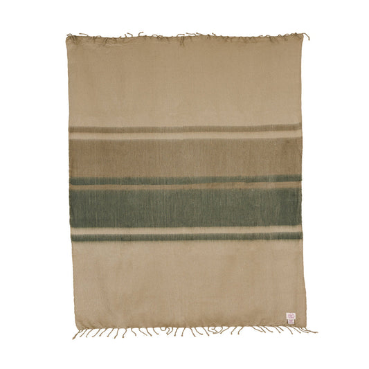 Handwoven Alpaca Throw Blanket From Ecuador - Tobacco Olive & Khaki - Kallpa Collection