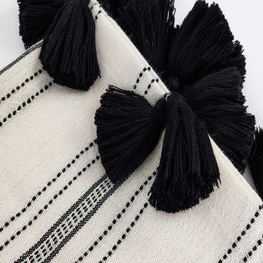 Handloomed 100% Alpaca Throw Blanket - Ink & Ivory Pinstripe - Miska Collection
