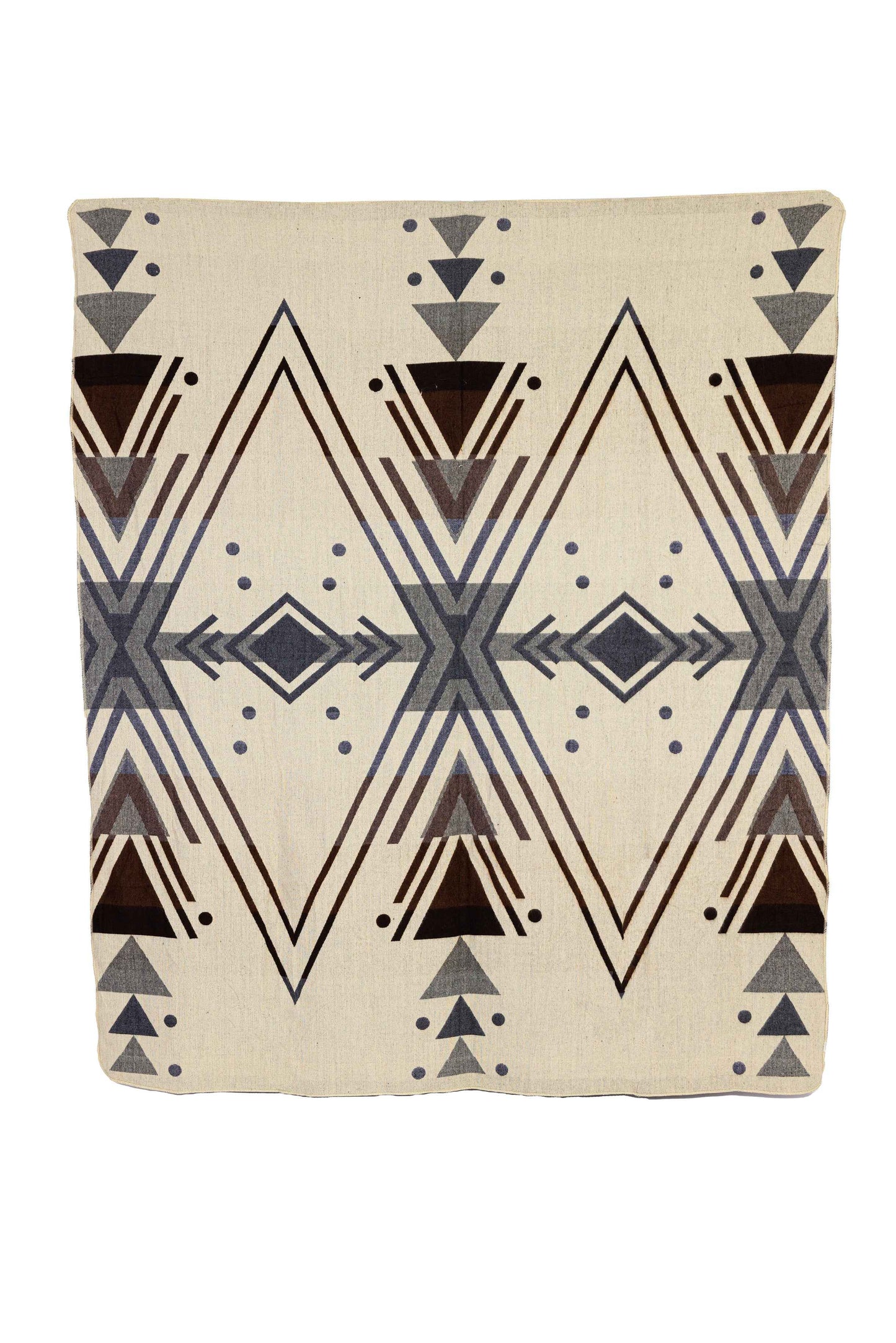 Handwoven Reversible Chevron Gray Brown Red & Cream Alpaca Throw - Yachana Collection