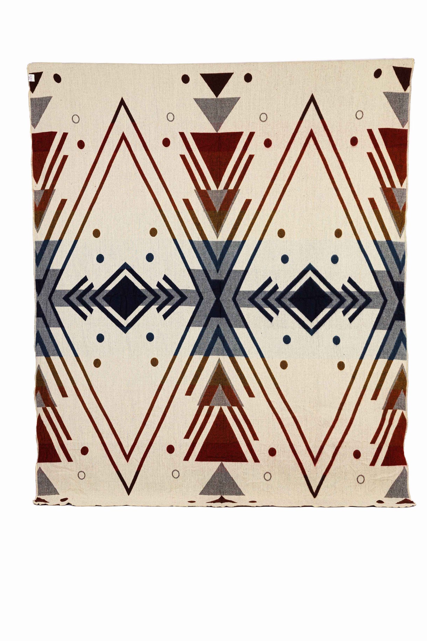 Handwoven Reversible Chevron Red Blue Peach & Brown Alpaca Throw Blanket - Yachana Collection