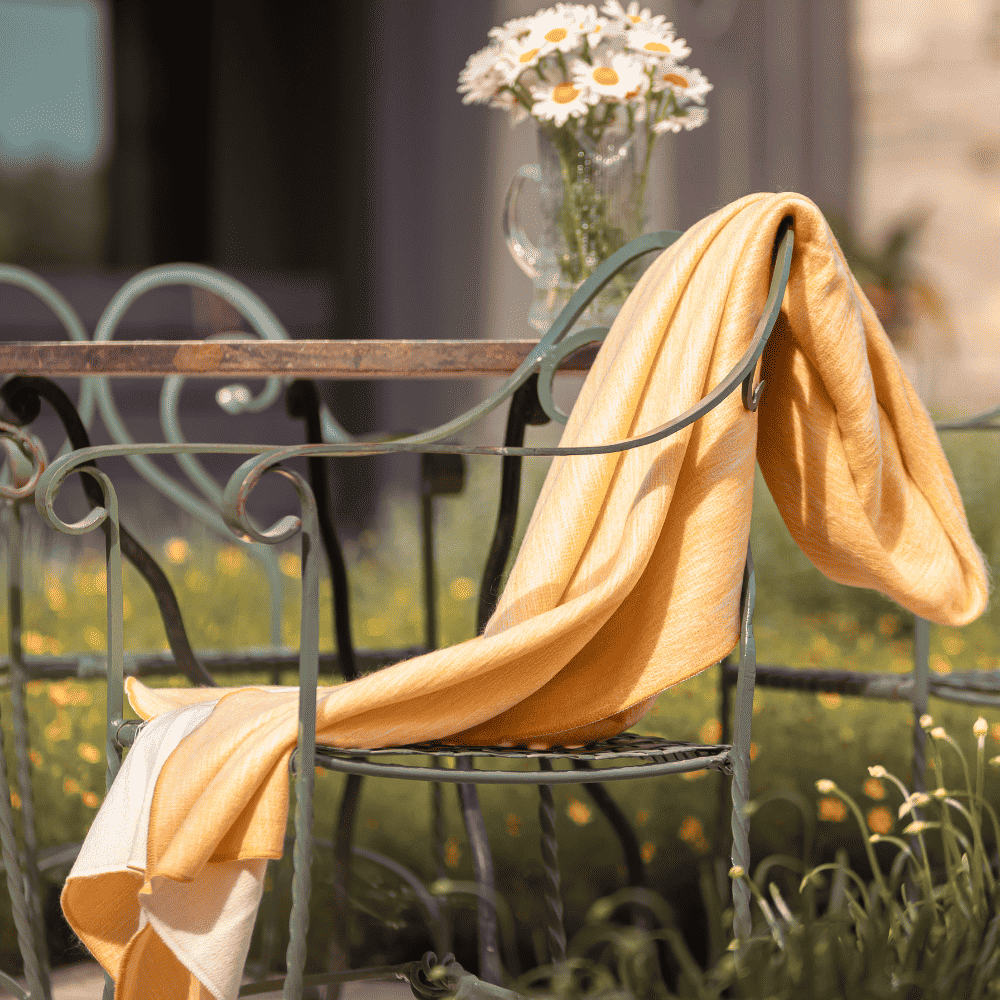 Reversible Alpaca Throw Blanket Handwoven From Ecuador - Daffodil & White - Kani Collection