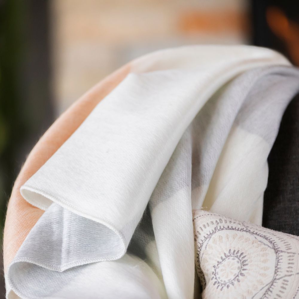 Handwoven Alpaca Throw Blanket From Ecuador - Apricot Mist - Kallpa Collection