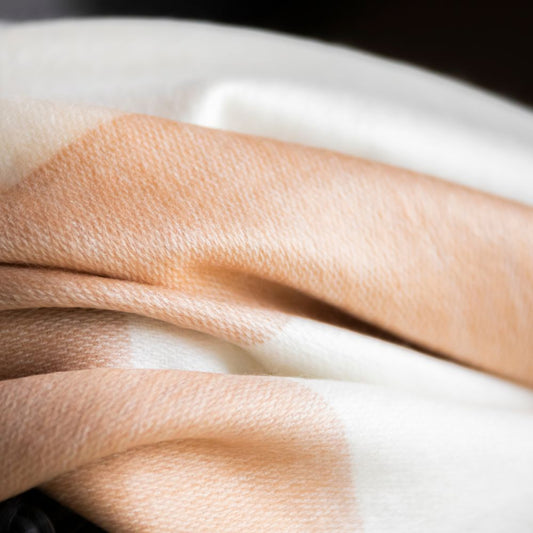 Handwoven Alpaca Throw Blanket From Ecuador - Apricot Mist - Kallpa Collection