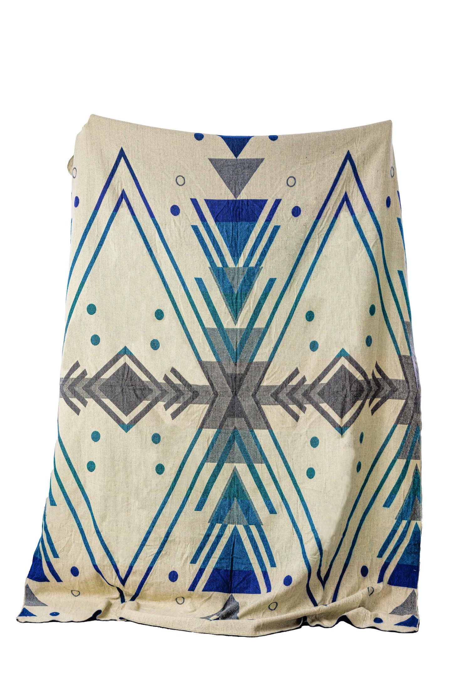 Handwoven Reversible Chevron Vibrant Blues Alpaca Throw Blanket - Yachana Collection