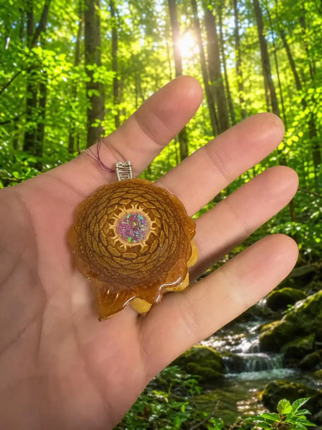 Crushed Opal Pinecone Pendant | Handmade PNW Jewelry | #23