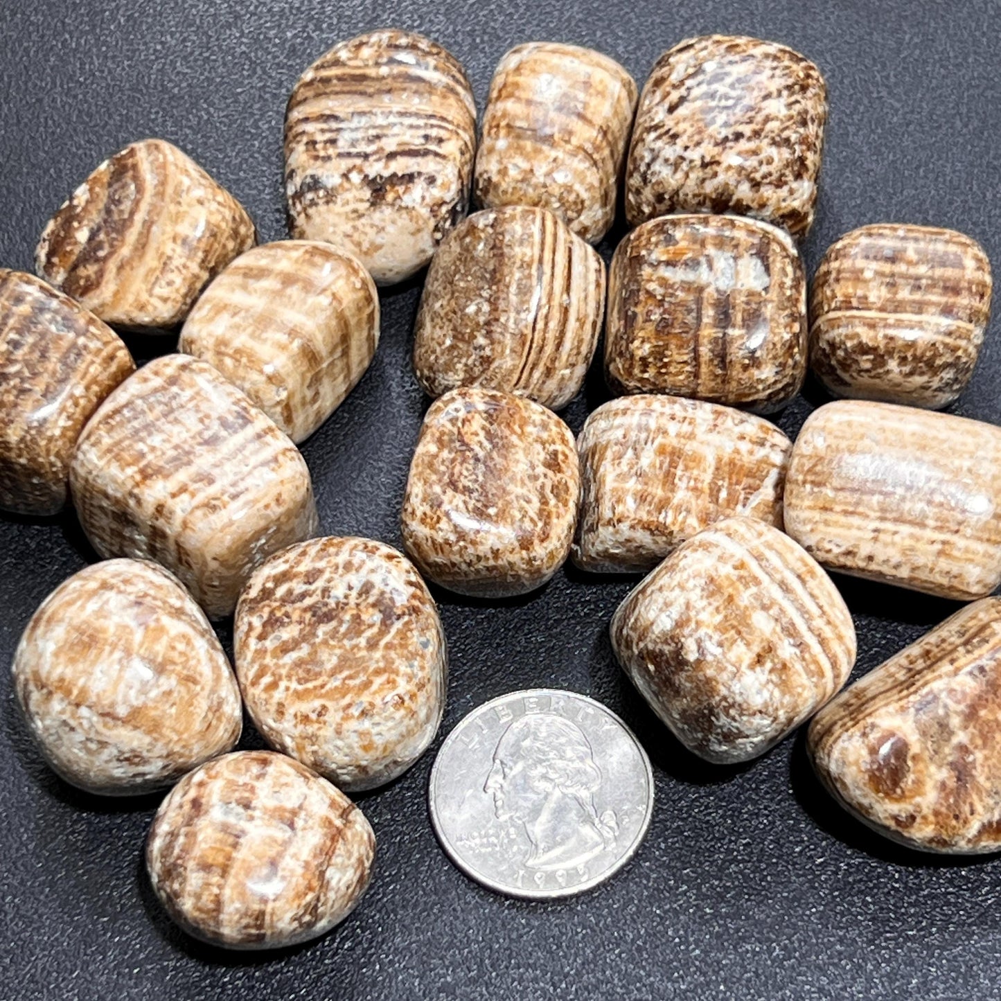 Brown Banded Aragonite Tumbled Stones (By The Piece Or Pound)