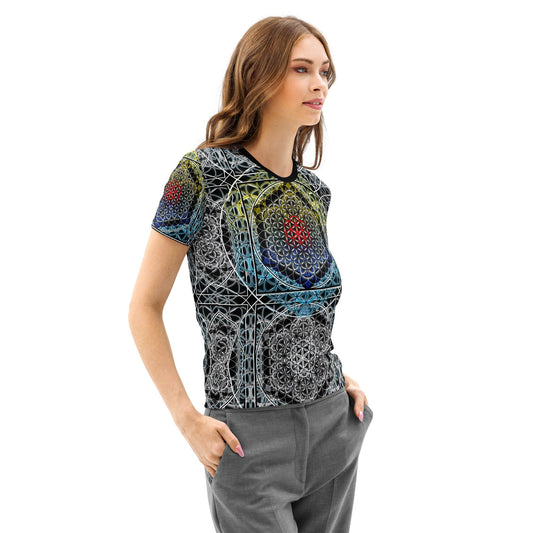 Resonant Architect | Spectrum Geometry Tee | Women’s Cotton Crew Neck AOP T-shirt