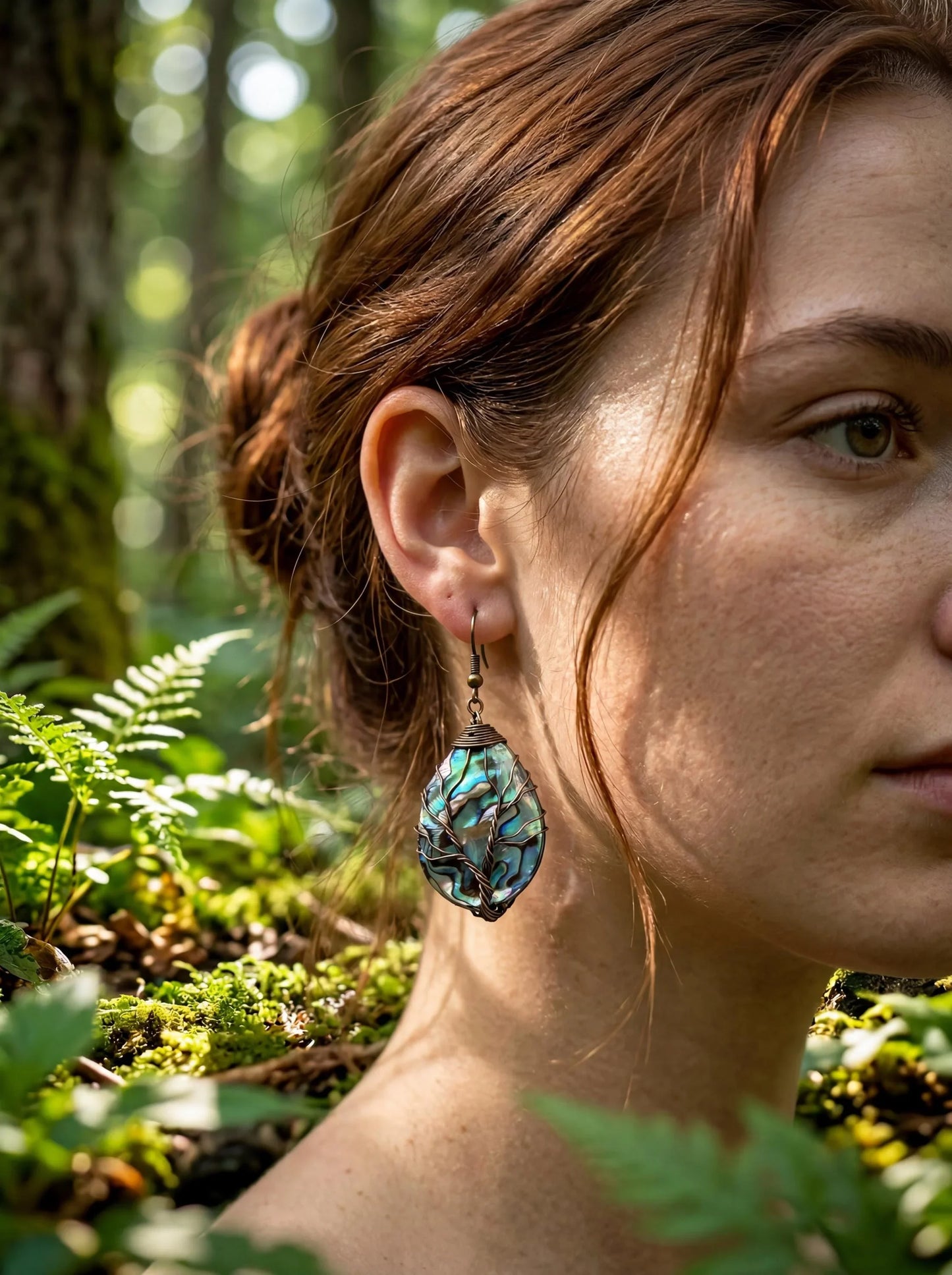 Wire Wrapped Tree of Life Earrings – Abalone Shell Statement Earrings – Handmade Boho Artisan Jewelry Gift for Her