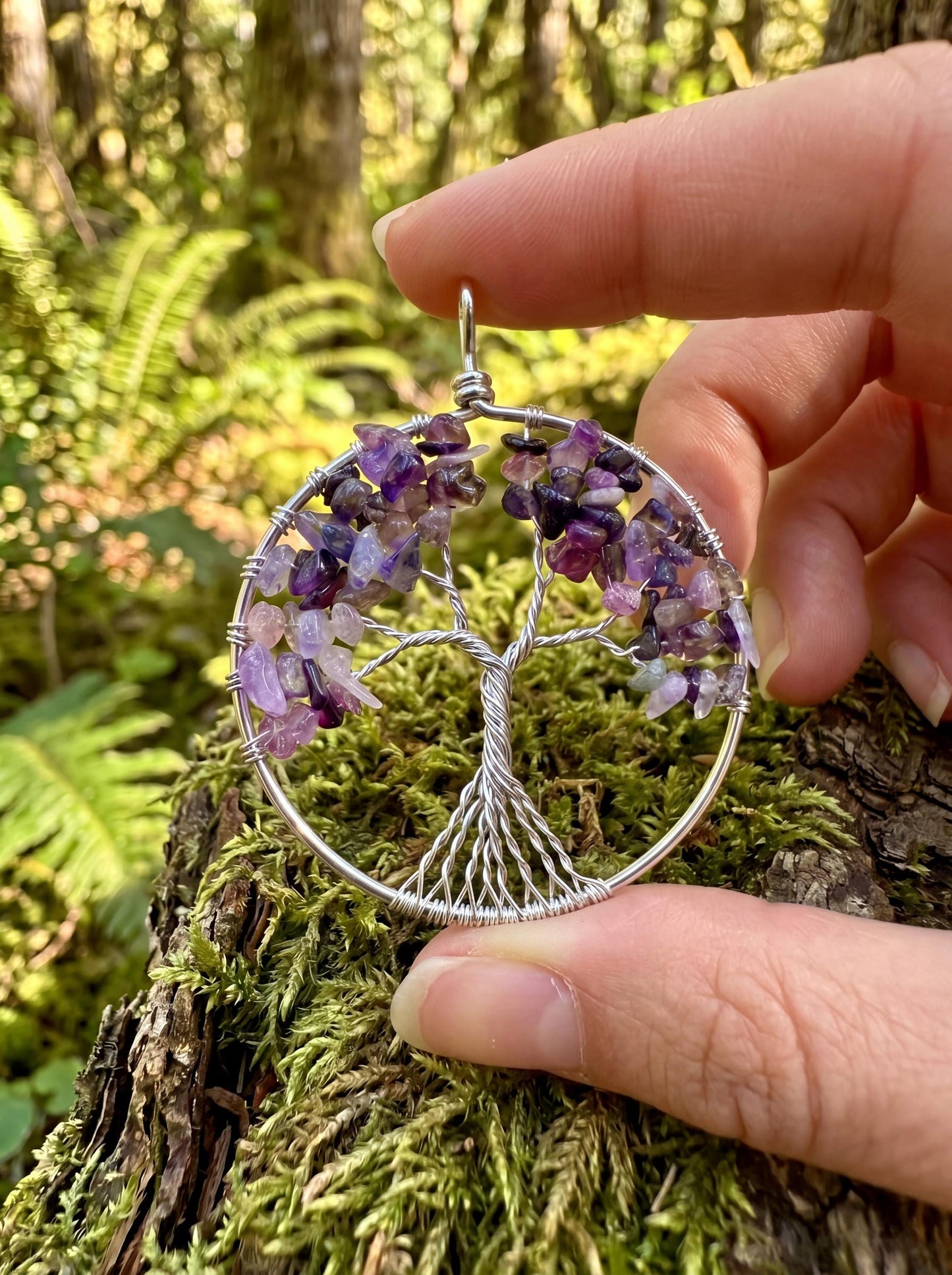 Wire Wrapped Amethyst Tree of Life Pendant