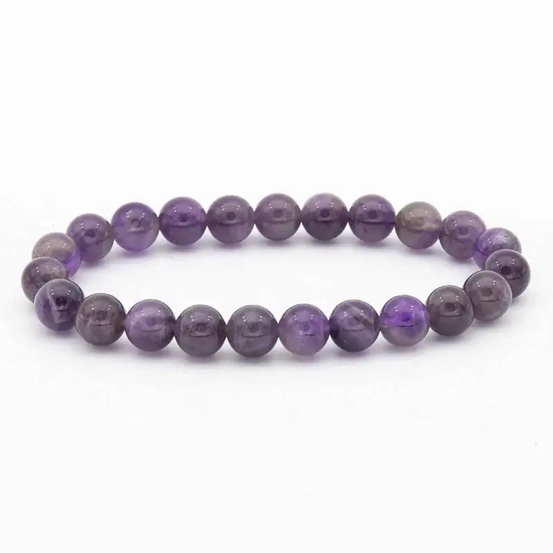 8MM Elastic Natural Stone Bracelets - CS: Amethyst