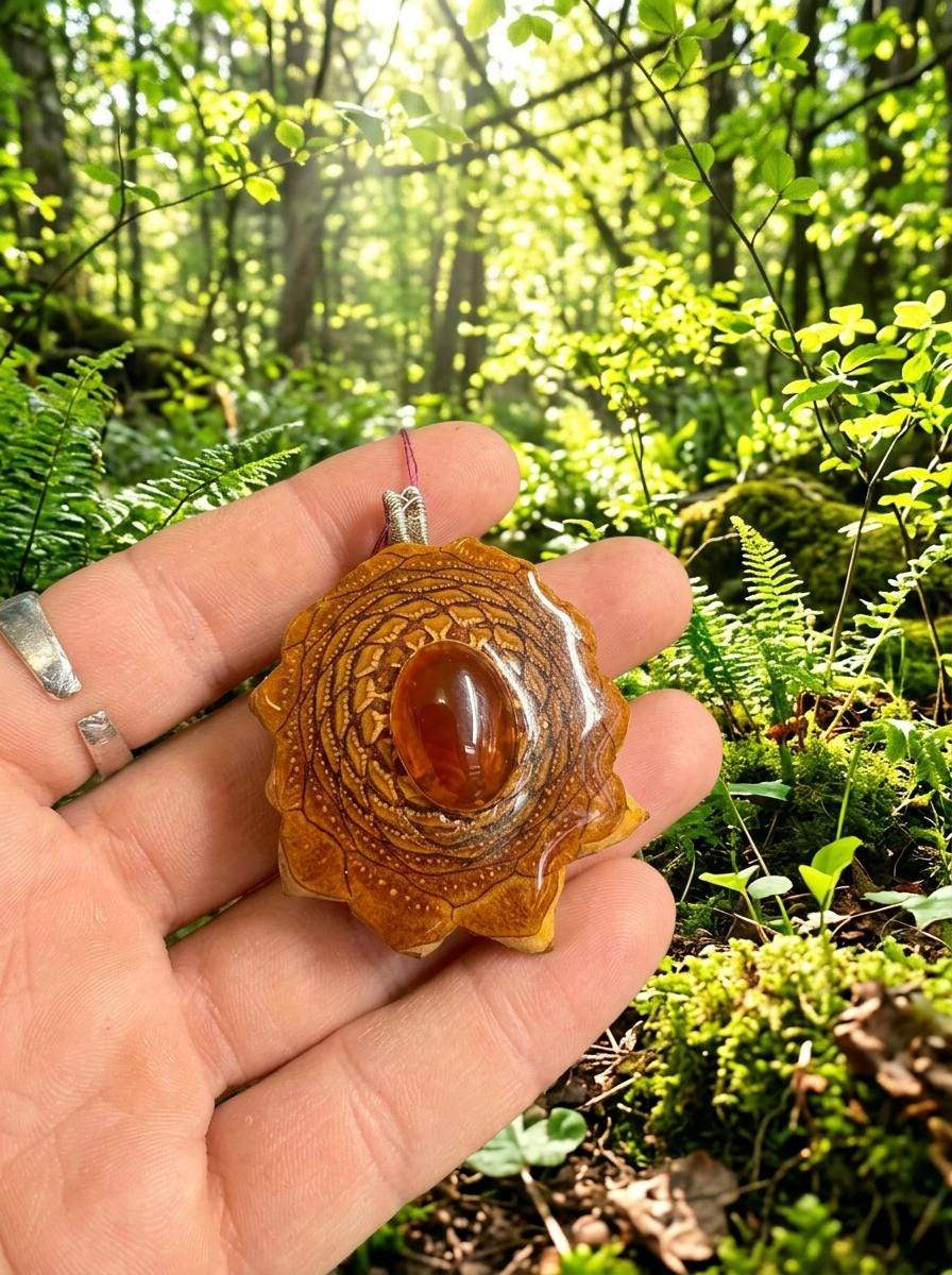 Cornelian Pinecone Pendant | Handmade PNW Jewelry | #52