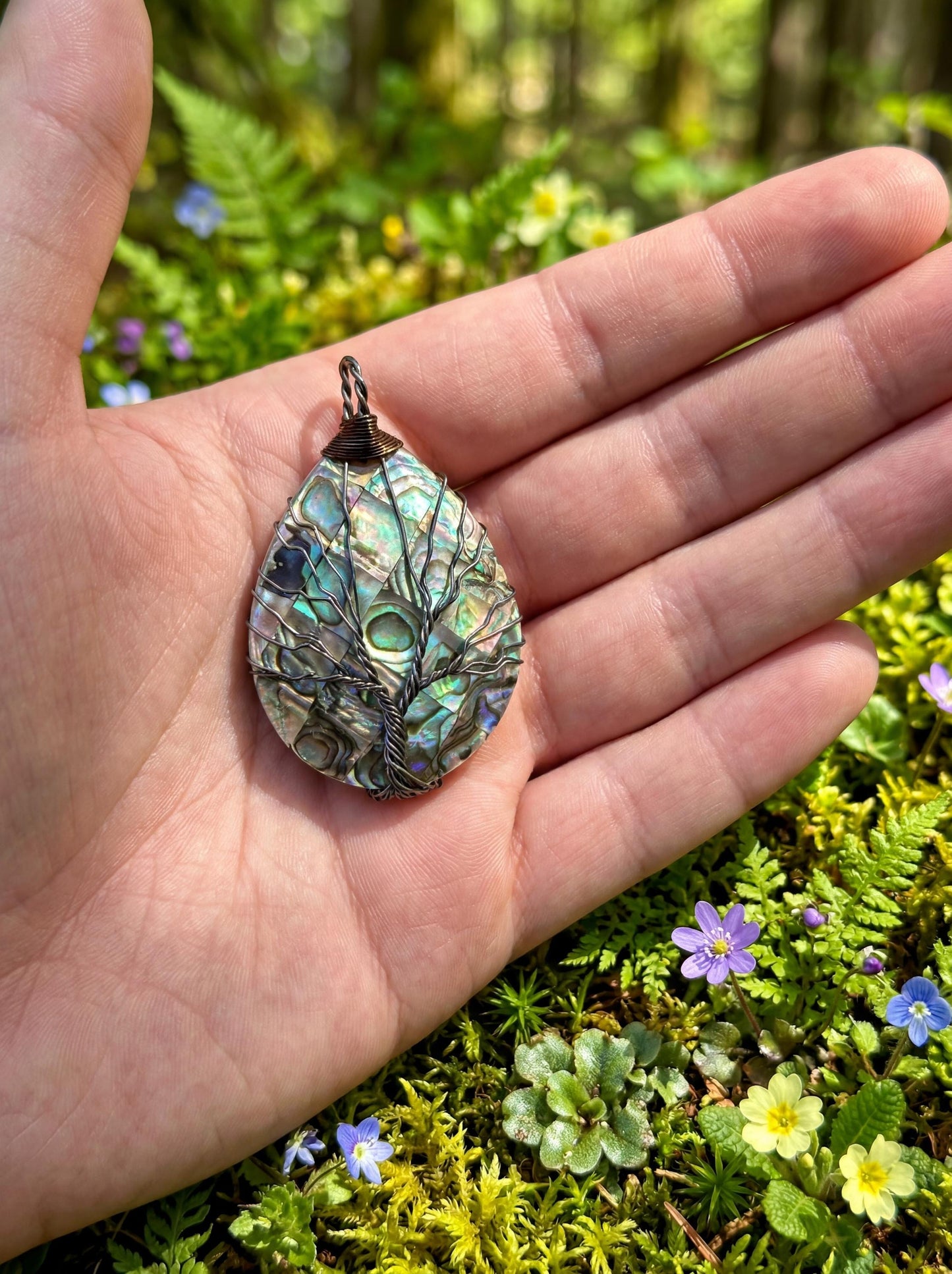 Abalone Shell Pendant | Wire Wrapped Tree of Life Necklace | Nature Inspired Jewelry