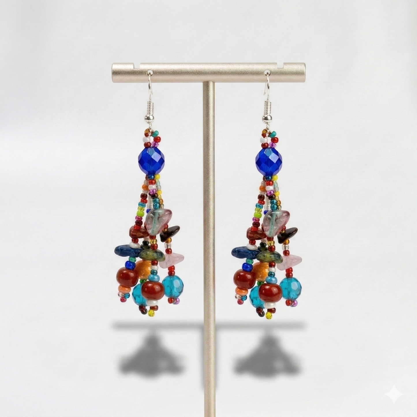 Luzy Seed Bead Crystal Dangly Earrings - Guatemala