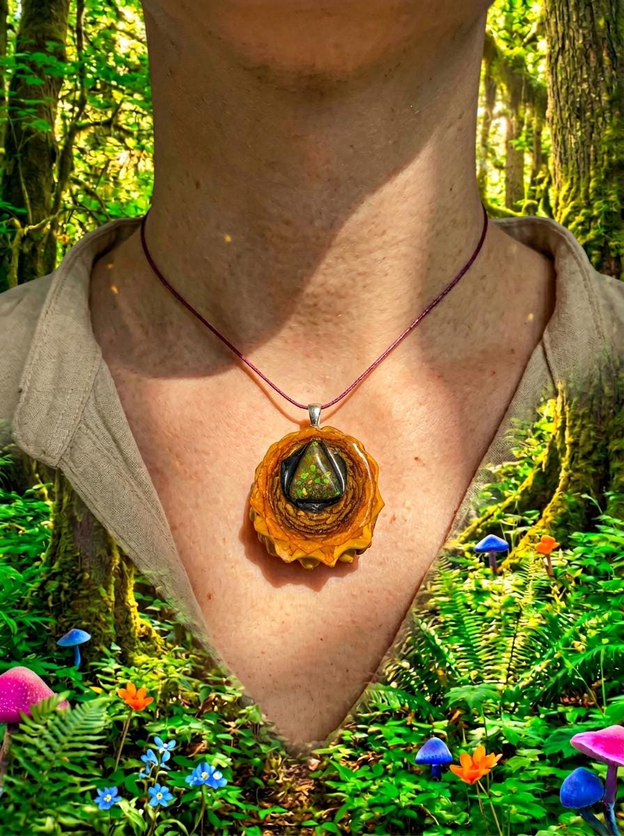 Ammolite Pinecone Pendant
