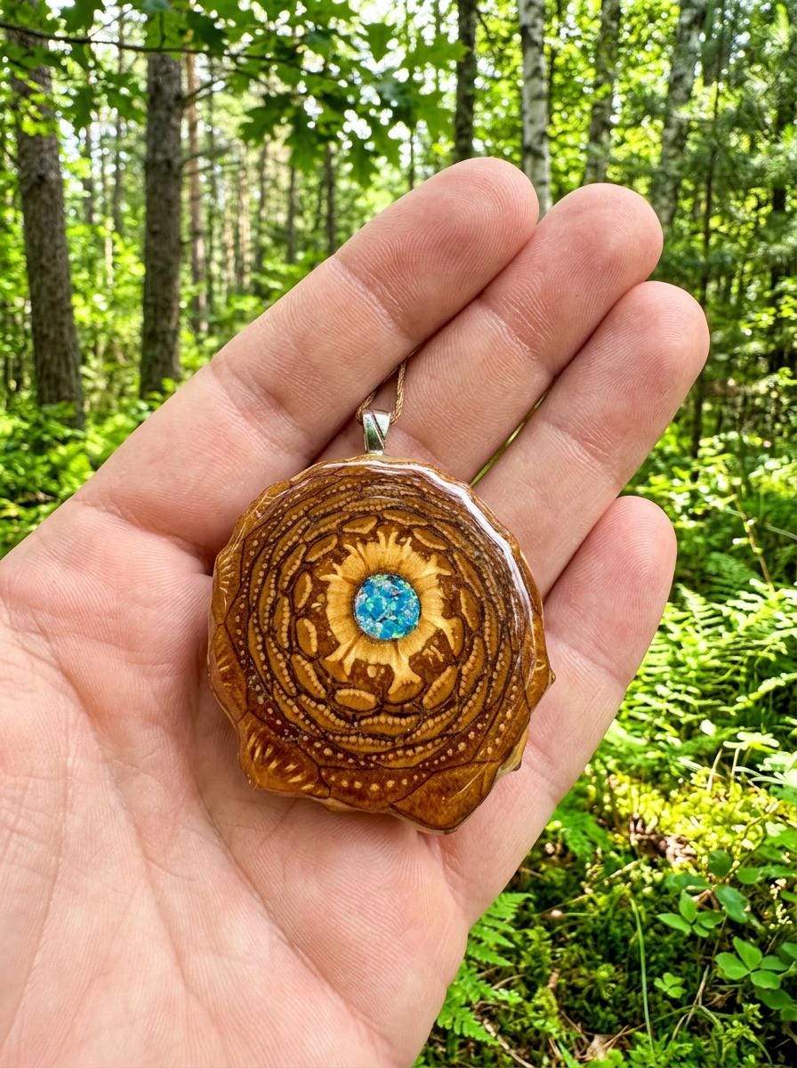 Crushed Opal Pinecone Pendant | Handmade PNW Jewelry | #24
