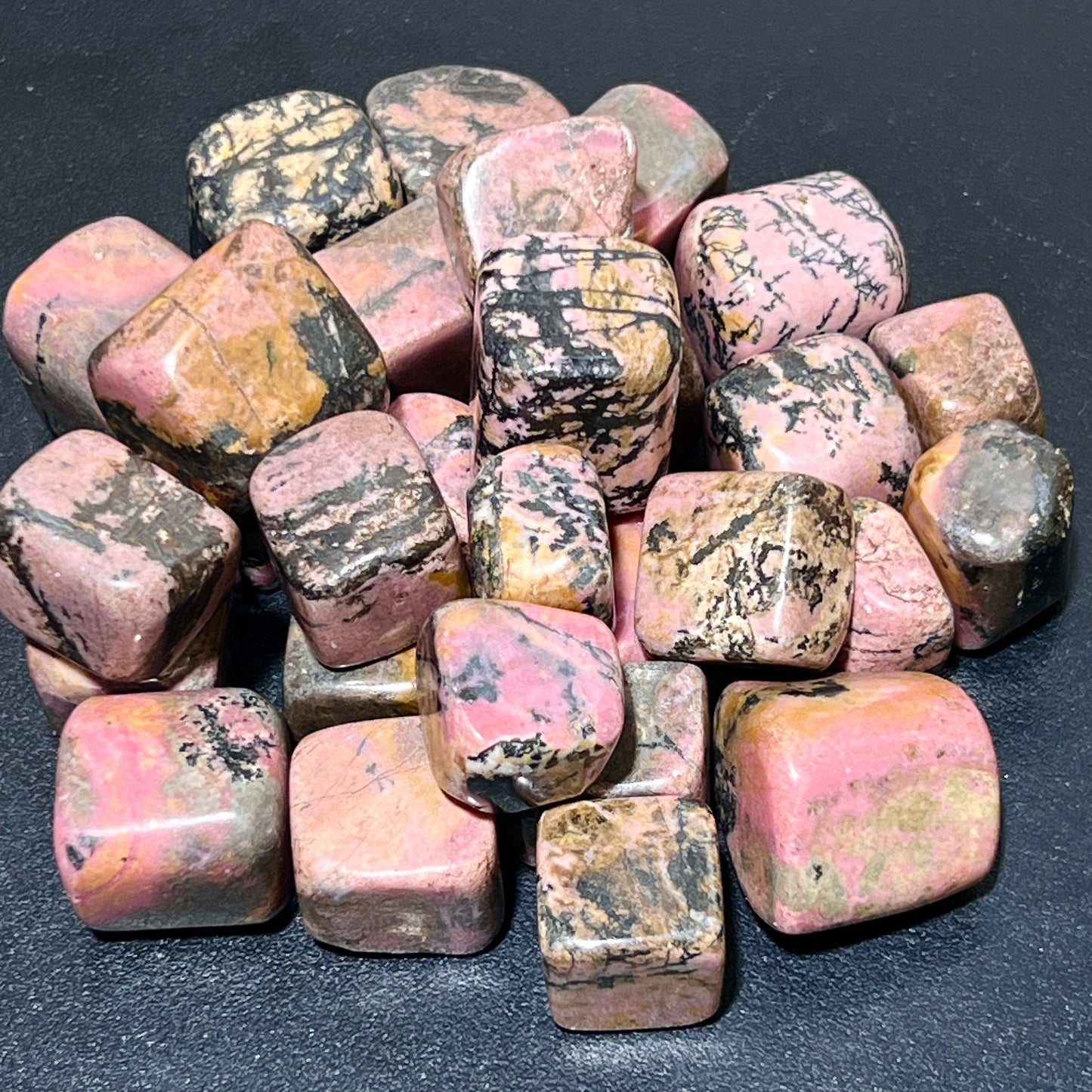 Pink Rhodonite Tumbled Stones (By The Piece or Pound)