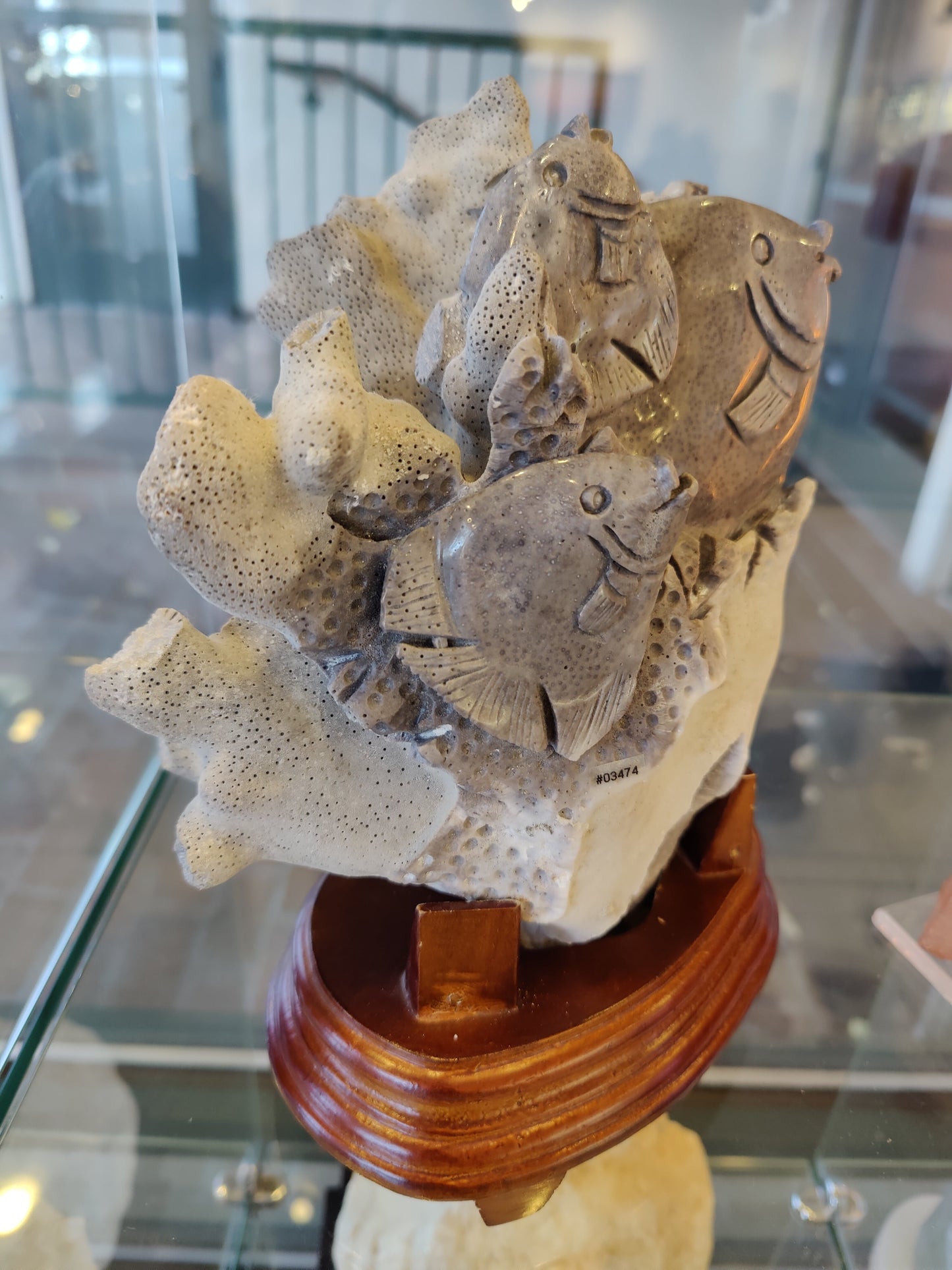 Blue Coral Reef Fish Life Carving