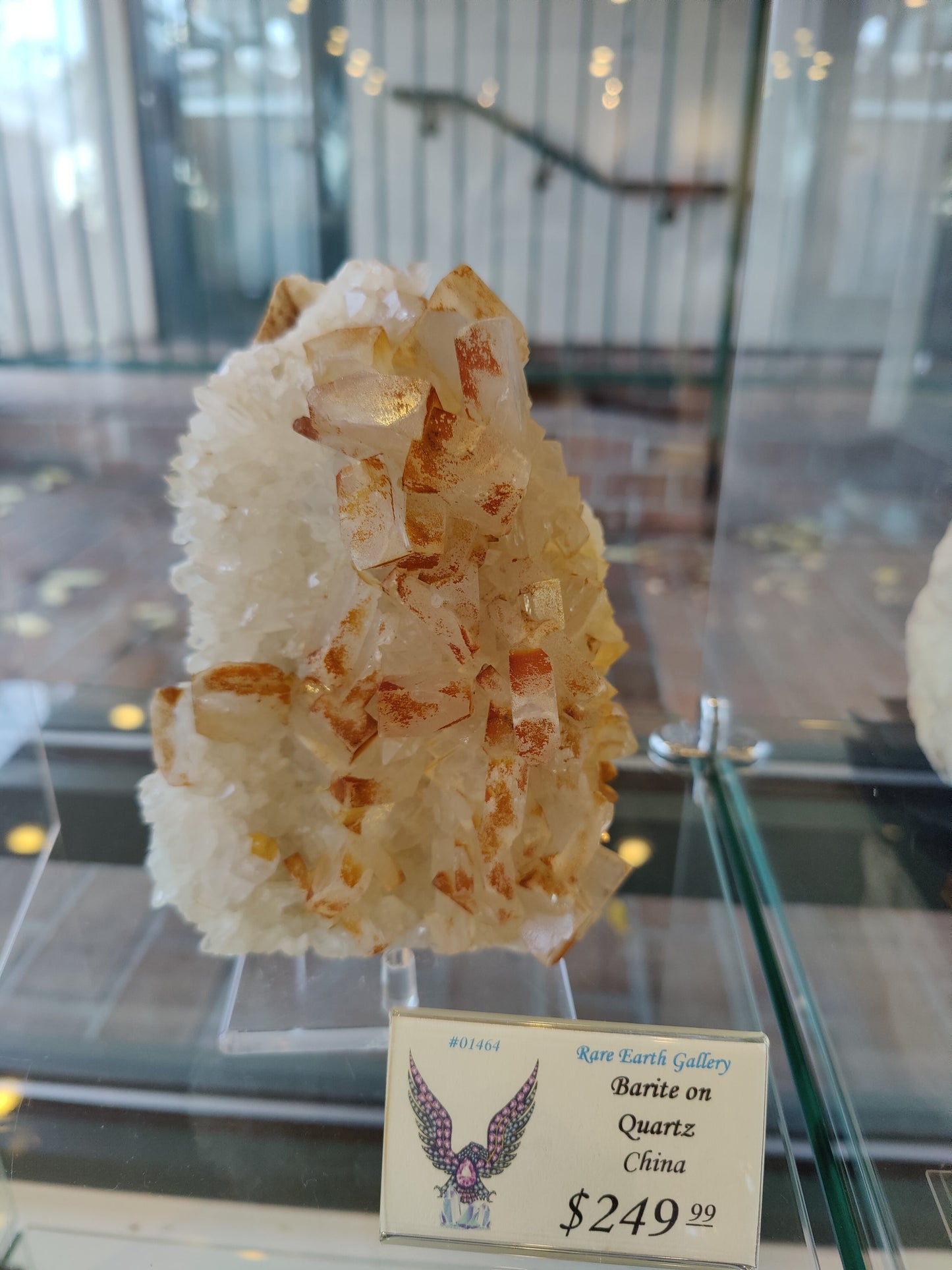 Large Orange Barite on Quartz