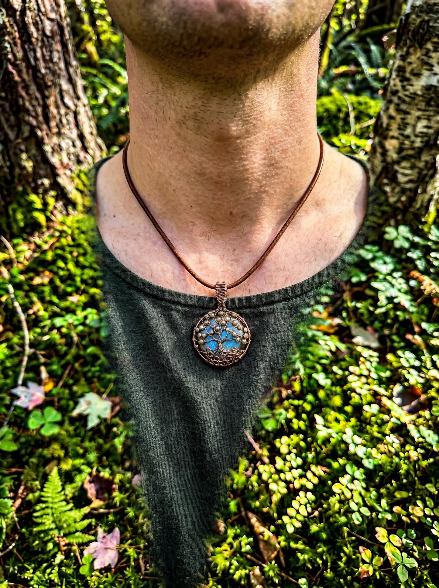 Wire Wrapped Labradorite Tree of Life Pendant – Copper Gemstone Necklace