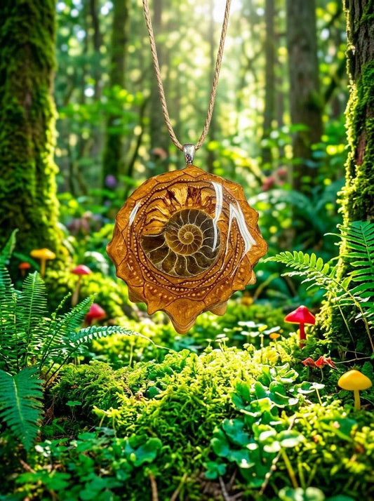 Ammonite Fossil Pinecone Pendant
