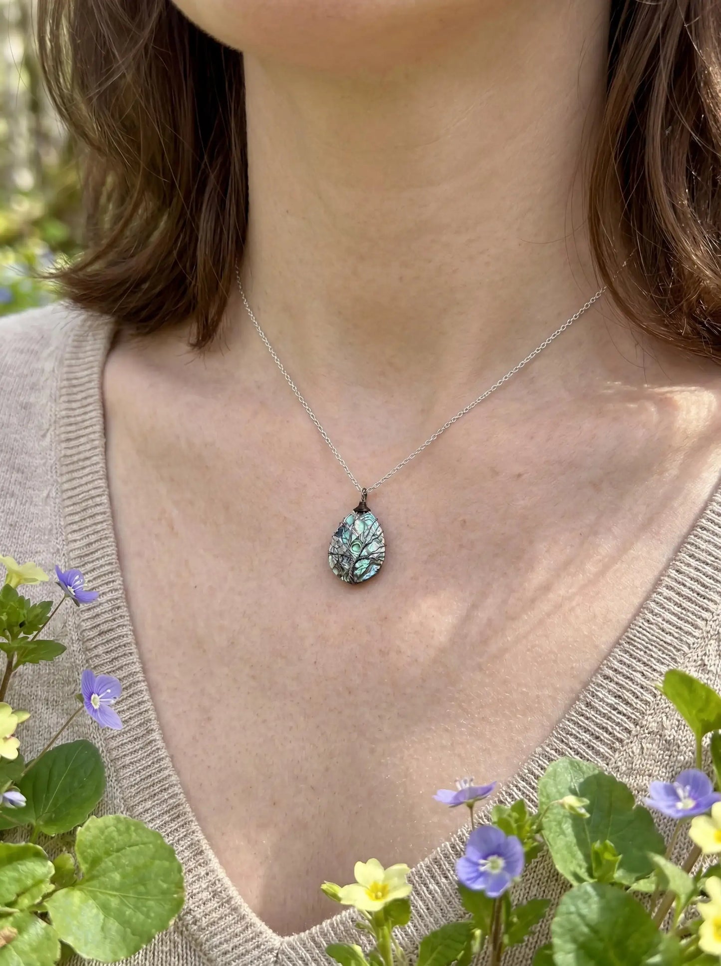 Abalone Shell Pendant | Wire Wrapped Tree of Life Necklace | Nature Inspired Jewelry